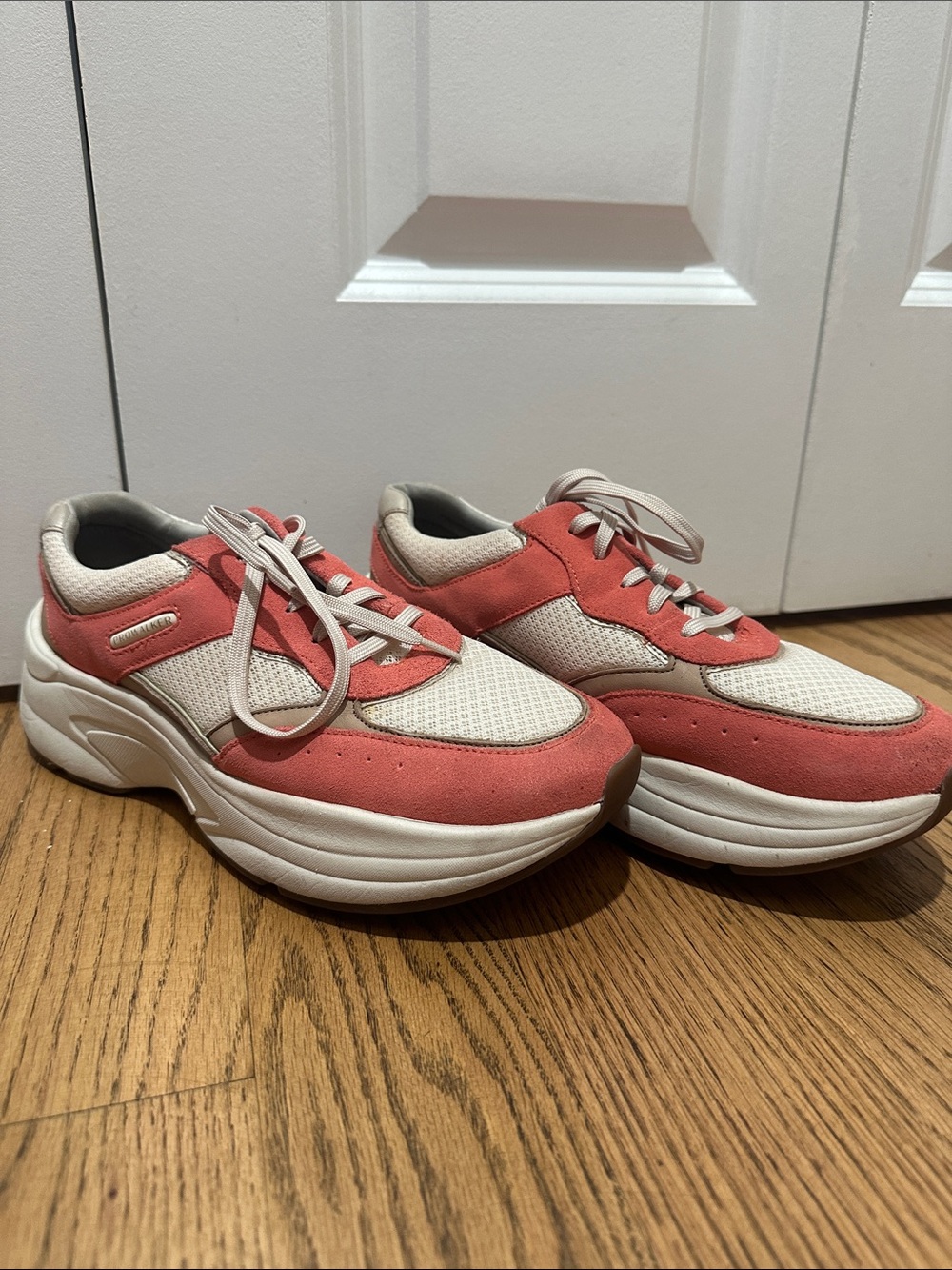 Chunky Coral and Cream Women's Athletic Sneakers